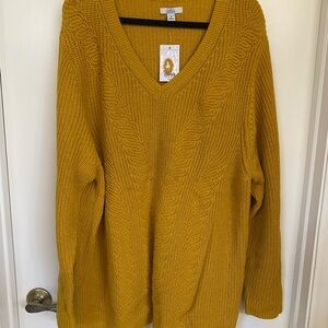 Croft & Barrow Mustard Yellow V-Neck Sweater